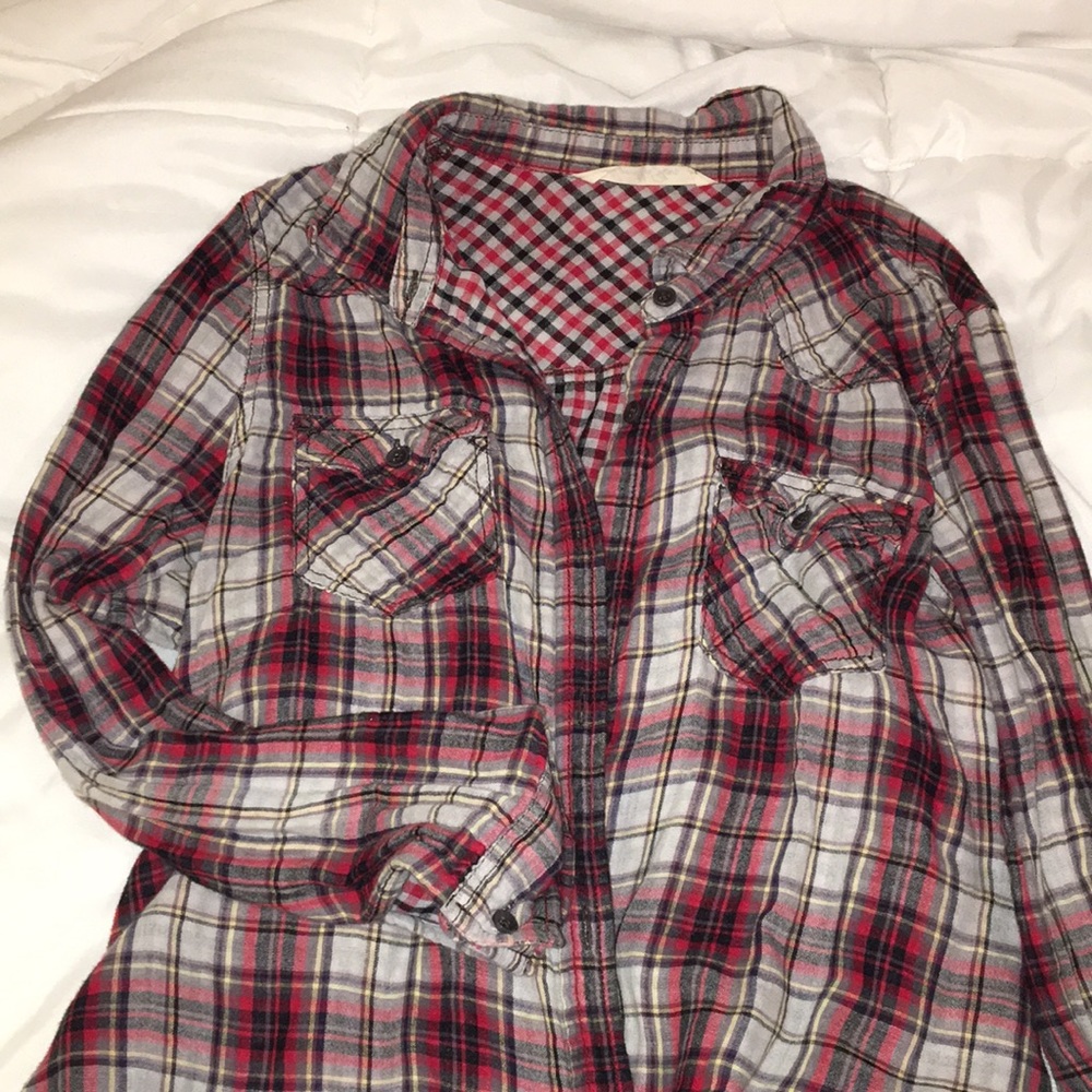 gray and red flannel